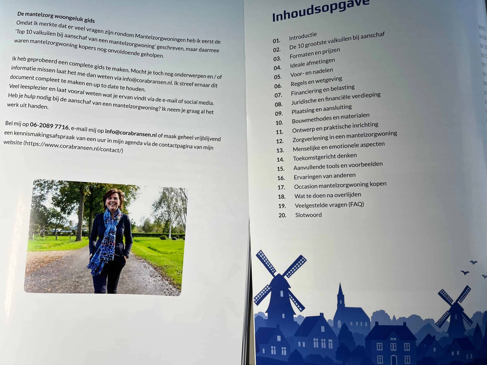 De Mantelzorgwoning Gids opengeslagen bij de inhoudsopgave