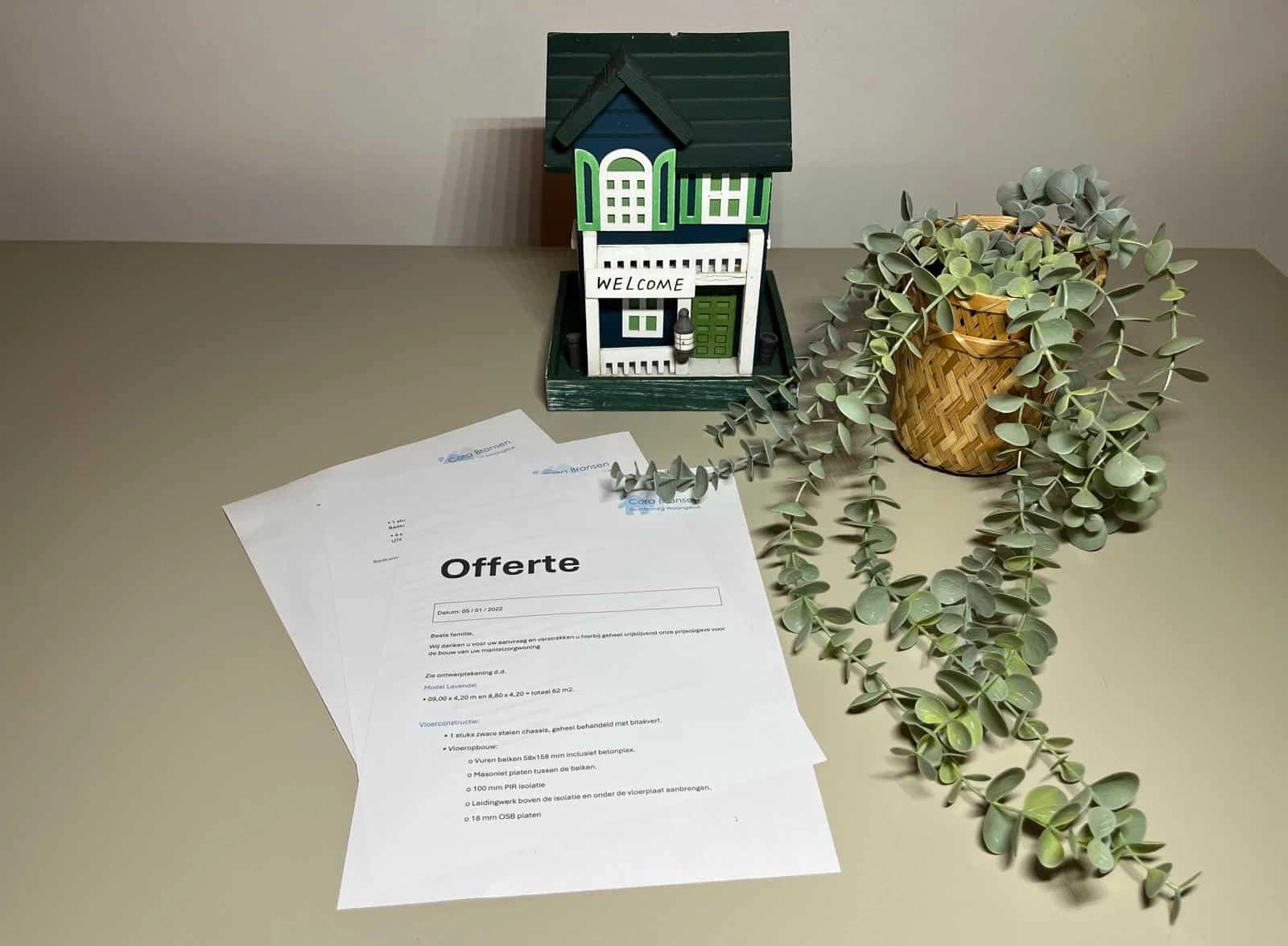 Offerte met ontwerptekening